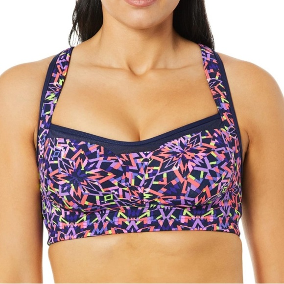 TYR Carnivale Lily Neon Multicolored Swim Bikini Top Small - Picture 1 of 12